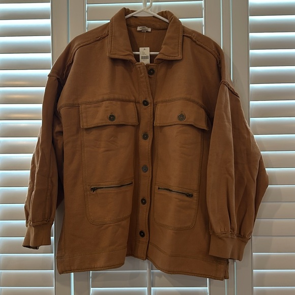 NWT! Anthropologie Pilcro Cotton Micro Fleece Button Front Jacket - Picture 6 of 11